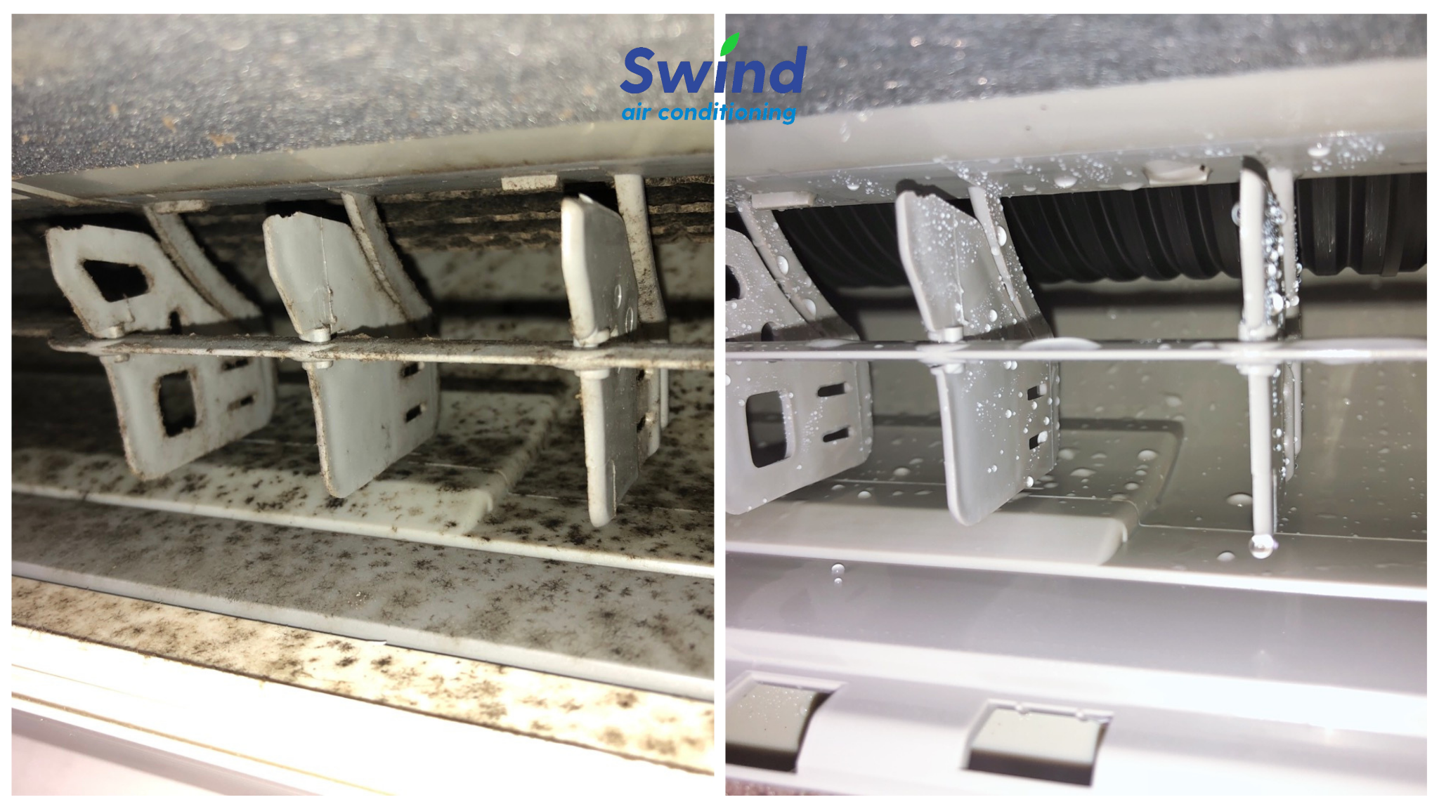 Air conditioner before and after professional deep cleaning